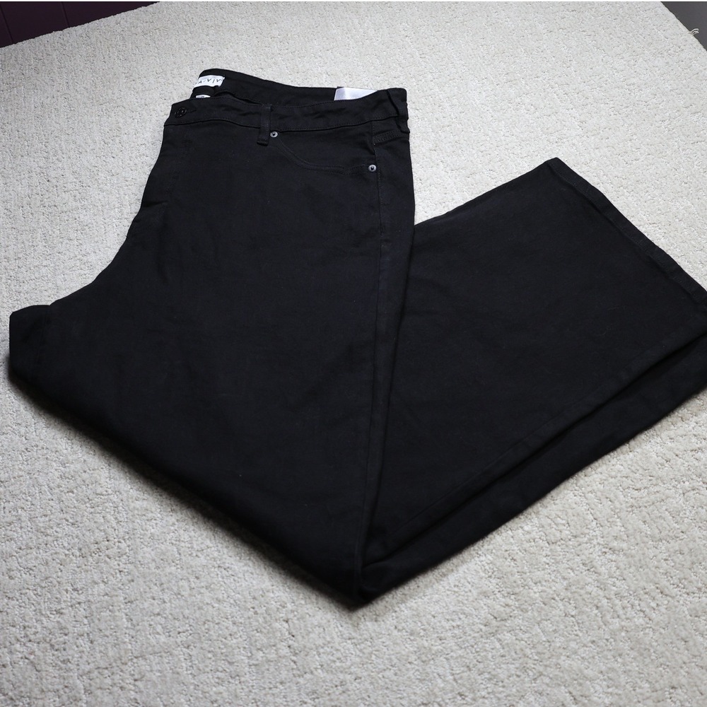 Ava & Viv Womens Black High Rise Straight Leg Stretch Jeans Plus Size 24R